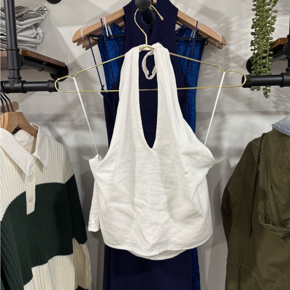 White Linen Halter Bow Top - Picture 4 of 5